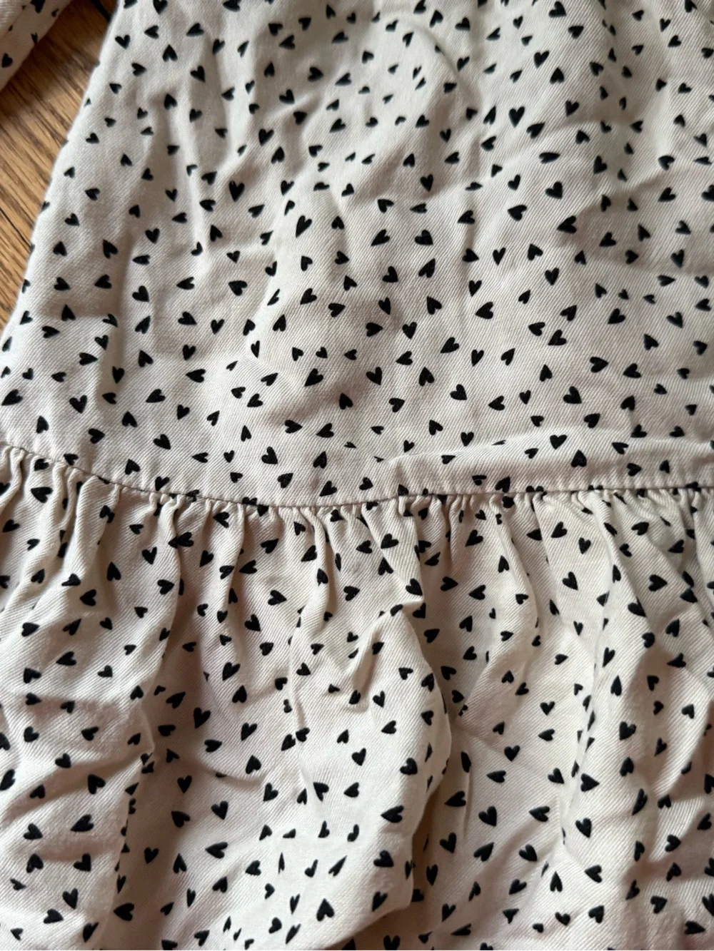Gap Cream Dress with Black Heart Print - Size 12-18 Months